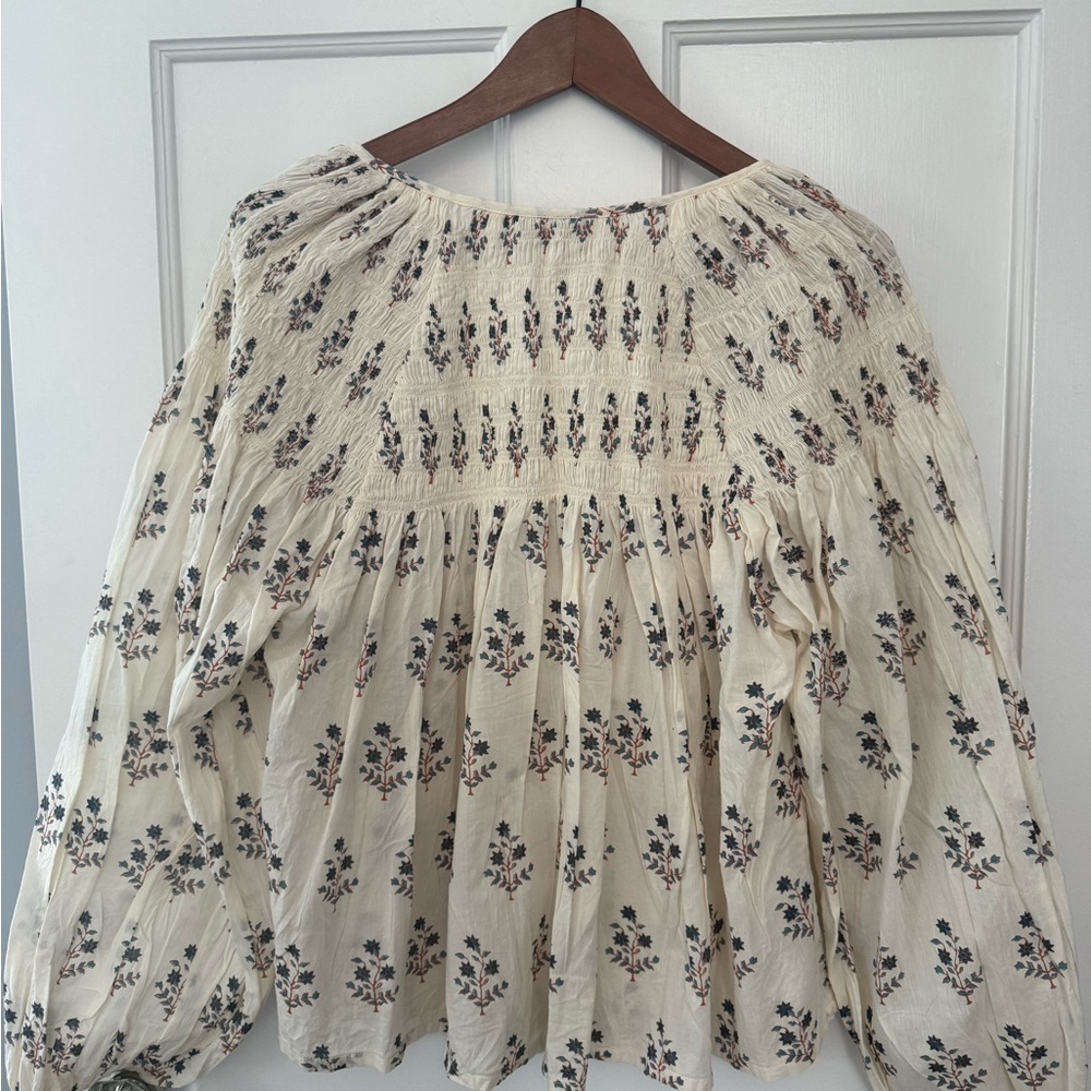 Ivory Floral Peasant Blouse - Women Tops - Picture 8 of 8